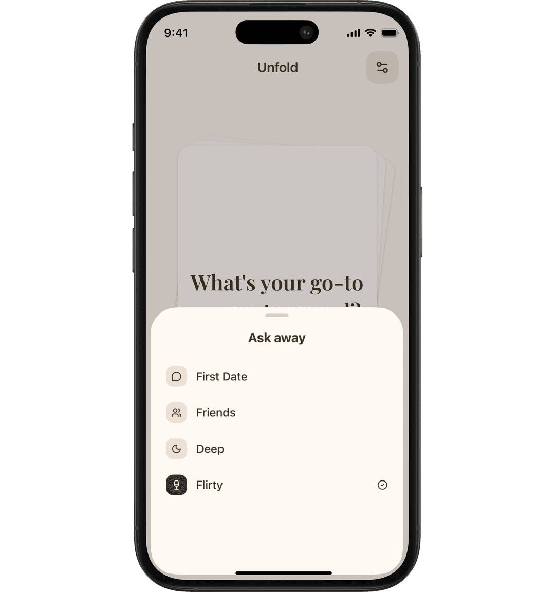 Unfold app — choose your vibe