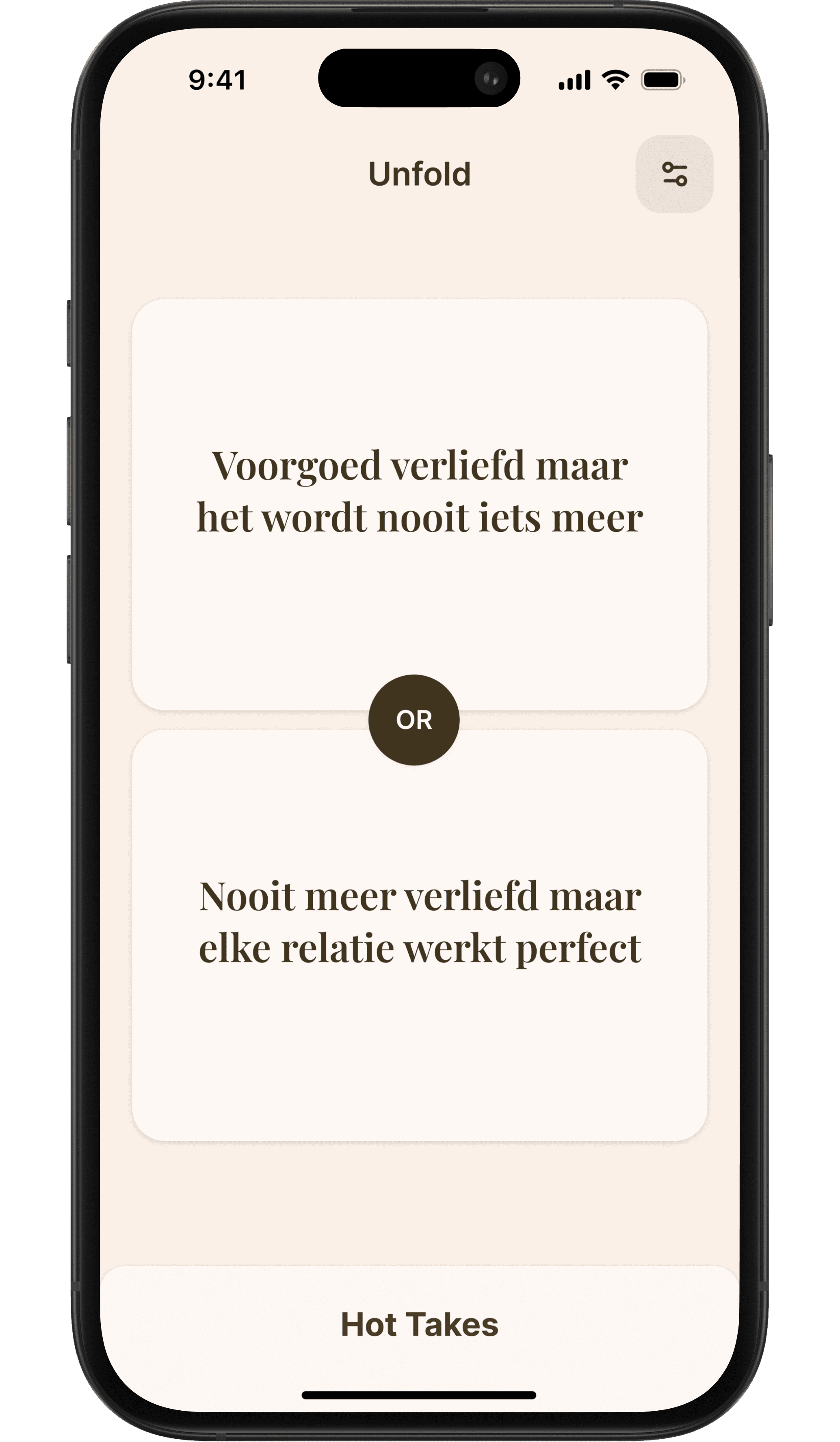 Unfold app — hot takes